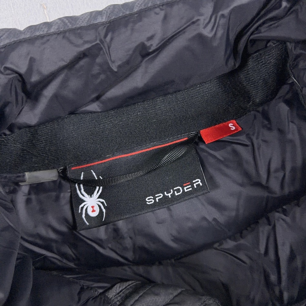 Spyder Down Puffer Jacket Men Small Quilted Full Zip  Gray Outdoor Hiking - Picture 7 of 11